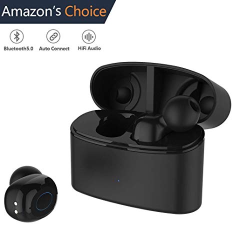 Wireless Earbuds Bluetooth Headset Waterproof Dual Two Ear Canal Call Bluetooth 5.0 Automatic Pairing Wireless Stereo Hi-Fi Sound Headphone Single/Dual Ear Canal with Charging Box for iOS and Android