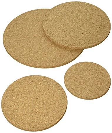 Extra Large Pack of 4 Round Cork Trivet Kit for kitchen Set pads heat hot pot - 100% Quality Portuguese Cork - Without additives - Sizes 11.8 Inches + 9.8 Inches + 7.8 Inches + 5.9 Inches