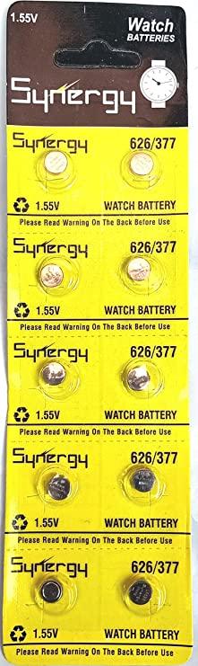 Synergy 377 SR/LR 626 SW Button Cell Battery Silver Oxide (Long Last and Durable) 1.55V for Wrist Watch