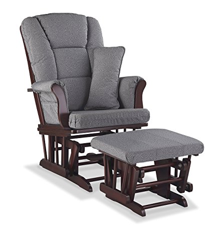 Stork Craft Tuscany Custom Glider and Ottoman with Free Lumbar Pillow, Cherry/Slate Gray Swirl