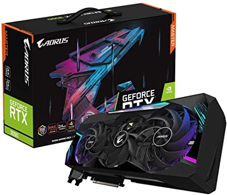 GIGABYTE AORUS GeForce RTX 3090 Master 24G Graphics Card, Max Covered Cooling, 24GB 384-bit GDDR6X, GV-N3090AORUS M-24GD Video Card