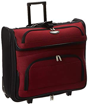 Amsterdam Rolling Garment Bag Wheeled Luggage Case - Red (23-Inch)