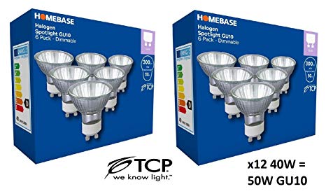12 X GU10 40w = 50w GU10 ECO Halogen Dimmable Dicrhoic Reflector Light Bulbs 240v
