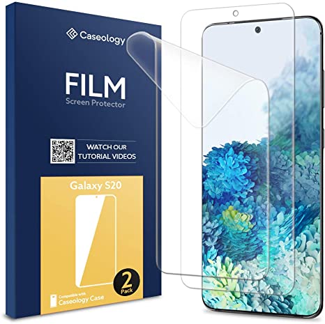 Caseology, 2Pack, Samsung Galaxy S20 Screen Protector, TPU Film HD Full Screen Coverage Case Friendly, Samsung S20 Screen Protector