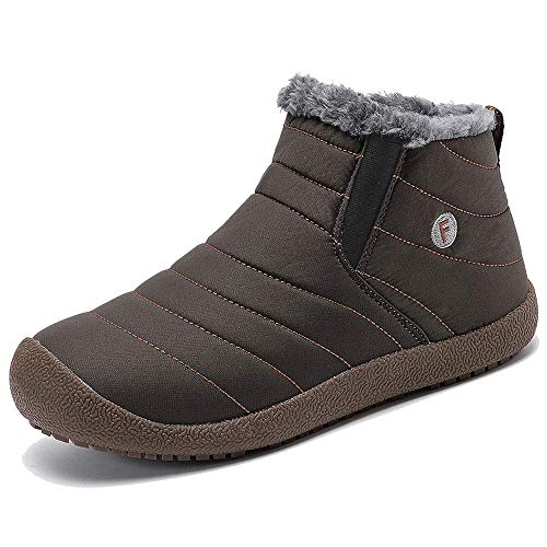 YIRUIYA Men's Snow Boots Winter Water Resistant Booties, Slip On Ankle Boots for Men with Full Fur