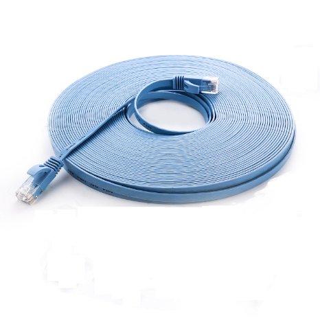 Ethernet Cable Cat6 Flat 100 Ft with Clips, jadaol® Network cord with Rj45 Snagless Connectors - 100 Feet Blue (30 Meters)