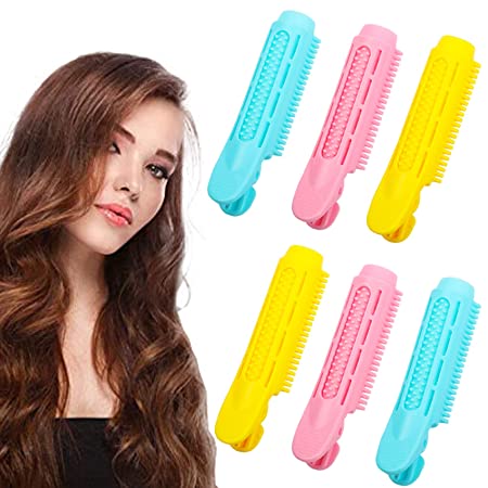 Fluffy Hair Root Clip Roller 6 PCS Curly Wavy Volumizing Hair Curler Clip DIY Naturally Fluffy Hair Styling Tool Self Grip Volume Hair Clip Rollers for Women Girls Green Pink Yellow