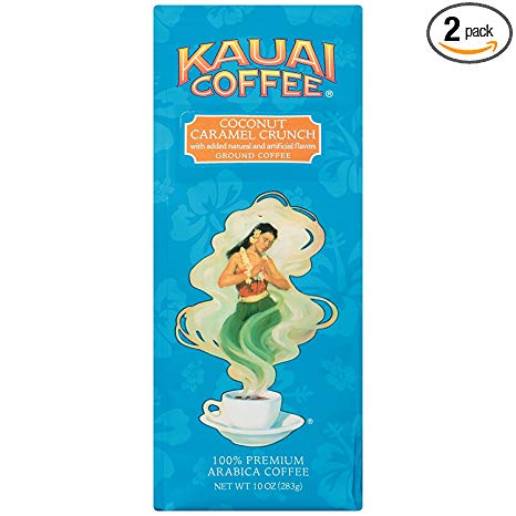 Kauai Coffee, Coconut Caramel Crunch, Ground Coffee, 10oz Bag (Pack of 2)