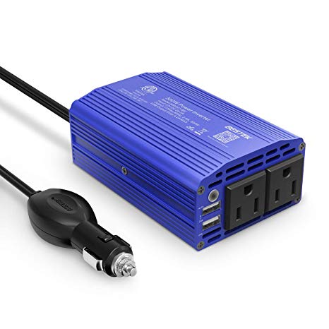 BESTEK 300W Power Inverter DC 12V to 110V AC Car Inverter with 4.2A Dual USB Car Adapter (Blue)