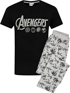 The Avengers Mens Pyjamas Logo Marvel Lounge Pants & T-Shirt Set