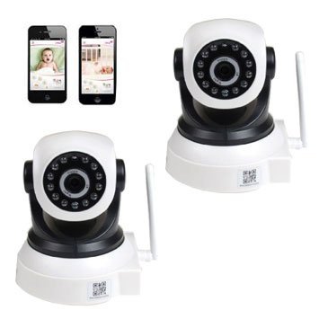 VideoSecu 2 x Baby Monitor Wireless IP Cameras Wi-Fi Pan Tilt Easy Setup Remote View Video Day Night Security Cameras Network IR Infrared for iPhone, iPad, Android Phone, PC and Smartphone IPP105W BKY