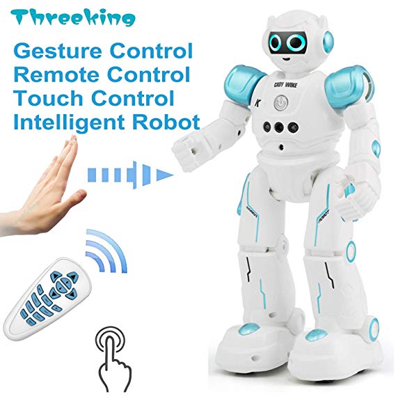 Threeking Smart Robot Toys Gesture Control Remote Control Robot JJRC Robot Gift for Boys Girls Kids Companion Game Learning Music Dance Rechargeable Rc Robot Toy