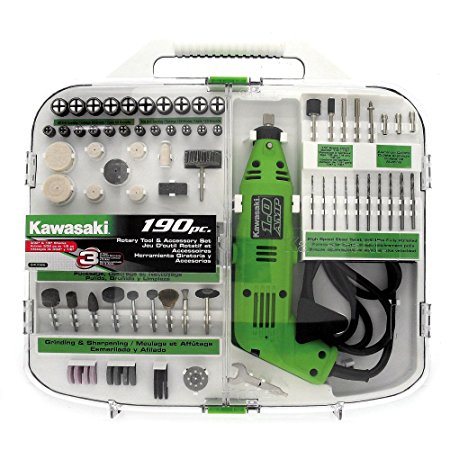 Kawasaki 840589 190-Piece Rotary Tool and Accessory Kit