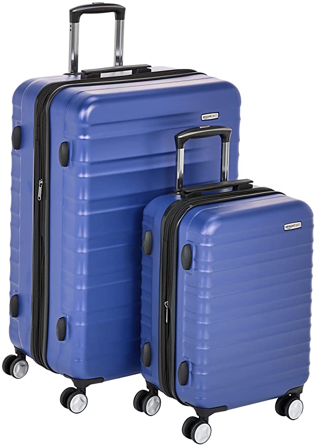 Amazon Basics Premium Hardside Spinner Luggage with Built-In TSA Lock - 2-Piece Set (21", 30"), Blue