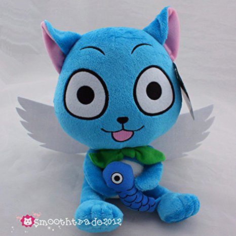 Fairy Tail Happy Cat 10" Blue Plush Doll Stuffed Figure Natsu Friend Great Gift