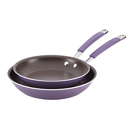 Rachael Ray Cucina Hard Porcelain Enamel Nonstick Skillet Set, 9.25-Inch and 11-Inch, Lavender Purple