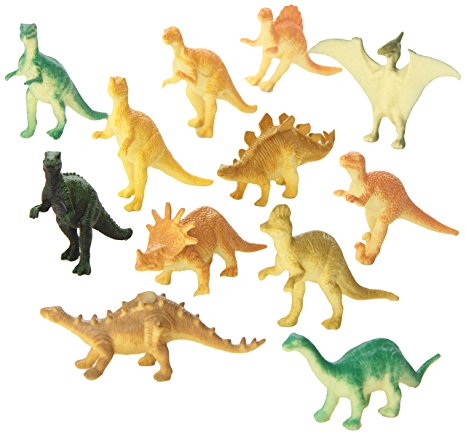 Dozen Small Toy Dinosaurs: 2 inch Plastic Toy Dino Figures