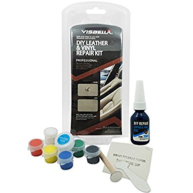 Visbella DIY Leather and Vinyl Repair Kit, Do It Yourself Tool Fix Holes, Rips, Upholstery Jacket, Leather Car Seat, Automotive and Household Adhesive