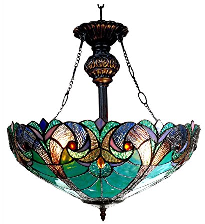 Chloe Lighting CH18780VG18-UH2 Liaison, Tiffany-Style Victorian 2-Light Inverted Ceiling Pendant Fixture, 18-Inch, Multi-colored