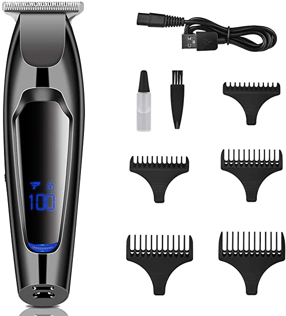 GREPRO Hair Clipper for Men, Cordless Professional Hair Trimmer Electric Beard Trimmer, Home Hair Cutting Kit with LED Display, Child Lock Features and USB Rechargeable for Family Use