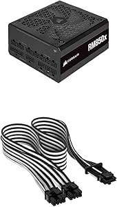 CORSAIR RM850x Fully Modular ATX Power Supply   CORSAIR Premium 600W PCIe 5.0 / Gen 5 12VHPWR PSU Cable – Black/White