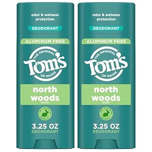 Tom’s of Maine North Woods Natural Deodorant for Men and Women, Aluminum Free, 3.25 oz, 2-Pack