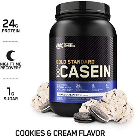 OPTIMUM NUTRITION Gold Standard 100% Micellar Casein Protein Powder, Slow Digesting, Helps Keep You Full, Overnight Muscle Recovery, Cookies and Cream, 2 Pound (Packaging May Vary)