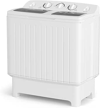 Giantex Portable Washing Machine, 20lbs Washer and Spinner Combo, Twin Tub 12lbs Wash & 8lbs Spin, Mini Compact Laundry Clothes Lavadora Portatil for Apartment Dorm RVs (White & Grey)