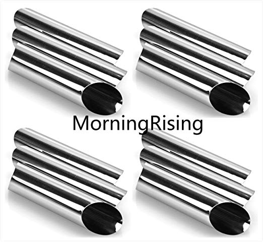 MorningRising Set of 12 Stainless Steel Cannoli Tubes, Large Cannoli Forms - 5 inch