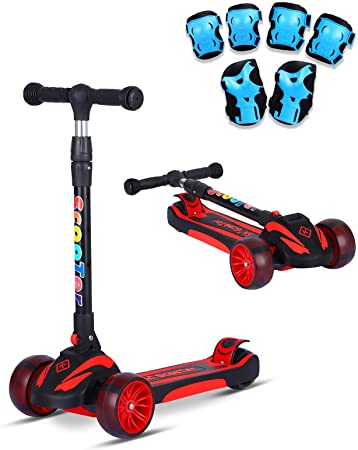 K-Speed 3 Wheels Kick Scooter for Kids and Toddlers Girls & Boys, Adjustable Height, Learn to Steer with Extra-Wide PU LED Flashing Wheels for Children from 2 to 8 Year-Old.