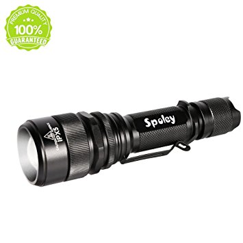 Tactical Flashlight, SPOLEY Zoom-able 5 Mode 1000 Lumen LED Flashlight Kit - water resistant, Rechargeable with 18650 Battery for Hiking, Cycling, Camping & Emergencies