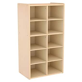 ECR4Kids Streamline 10 Cubby Tray Storage Cabinet, 5x2, Classroom Furniture, Natural