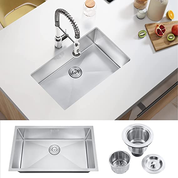 30 Inch Undermount Kitchen Sink, ATTOP 30''x18'' Nano Coating Handmade Stainless Steel Kitchen Sink Large Single Bowl Basin With Strainer