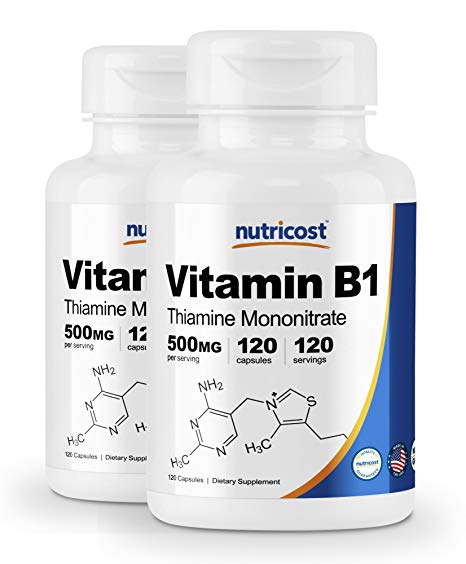 Nutricost Vitamin B1 (Thiamin) 500mg, 120 Capsules (2 Bottles)