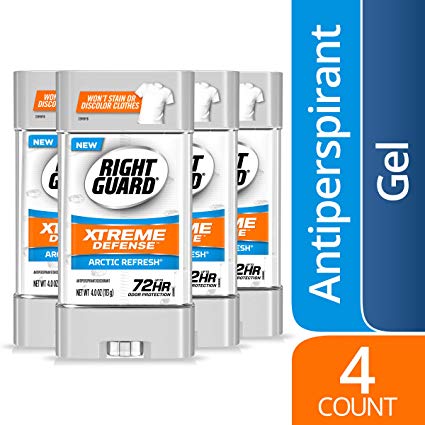 Right Guard Xtreme Defense Antiperspirant Deodorant Gel, Arctic Refresh, 4 Ounce (Count of 4)