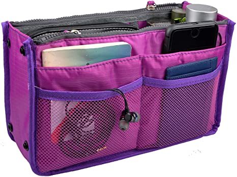 Vercord Updated Purse Handbag Organizer Insert Liner Bag in Bag 13 Pockets Purple Small