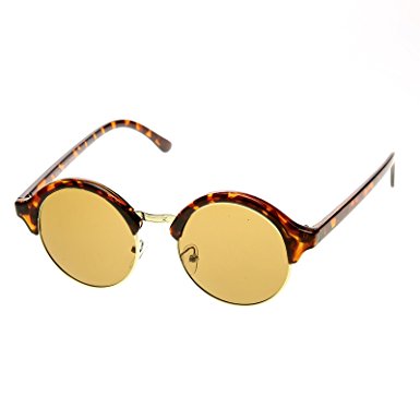 zeroUV - Vintage Inspired Classic Half Frame Semi-Rimless Round Circle Sunglasses