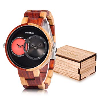 BOBO BIRD R10 Men's Women's 2 Time Zone Wooden Watches Lightweight Luxury Quartz Wristwatches Fashion Design Timepiece for Love