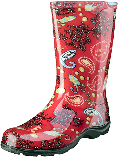 Sloggers Women's Waterproof Rain and Garden Boot with Comfort Insole, Paisley Red, Size 7, Style 5004RD07