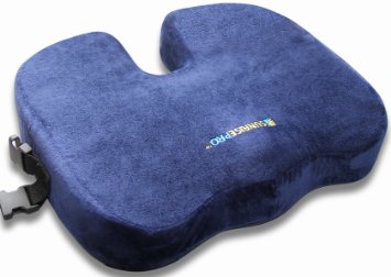 PREMIUM MEMORY FOAM "Non Slip" Posture Orthopedic Seat Cushions, For Back Pain, Coccyx Tailbone, Sciatica, Including Carry Bag by SunrisePro - 100% Unconditional Guarantee (Blue)