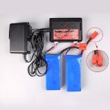 YouCute 2pcs 74v 2000mah Offical Battery and 1to2 Charger for Syma X8c X8w X8G Rc Quadcopter Drone Spare Parts