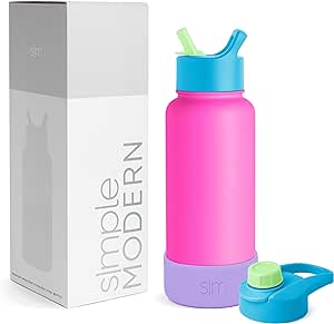 Simple Modern Water Bottle with Straw and Chug Lid with Boot | Vacuum Insulated Stainless Steel Thermos Bottles | Reusable Leak Proof BPA-Free Flask for Sports Gym | Summit Collection | 32oz | 80s Mix