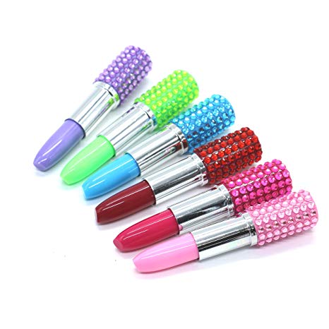 12PCS Adorable Bling Rhinestone Lipstick Pens Office School Supplies Students Children Gift