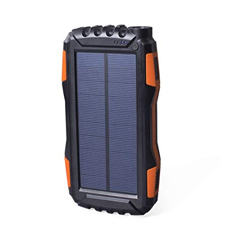 Soluser 25000mAh Portale Solar Power Bank Shockproof/Dustproof 2.1A USB Output Battery Bank, Outdoor Solar Charger Phone External Battery Chargers with Strong LED light for iPad iPhone Android cellphones