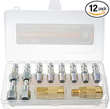 EXELAIR by Milton EX0312MKIT - Air Coupler and Plug Accessory Kit - 1/4" M-Style Brass Couplers and 1/4" M-Style Steel Plugs - (12-Piece)