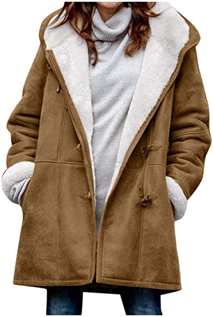 Hemlock Women Sherpa Coat Winter Fleece Jackets Thick Hooded Coats Plus Size Wool Overcoat Outwear