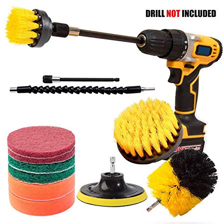 Qilerui Drill Power Brush Scrubber Cleaning Brush,13Pack All Purpose Bathroom Surfaces Shower Tile,Grout,Floor,Kitchen Surface,Spin Brush with 2 Pieces Extension Attachment