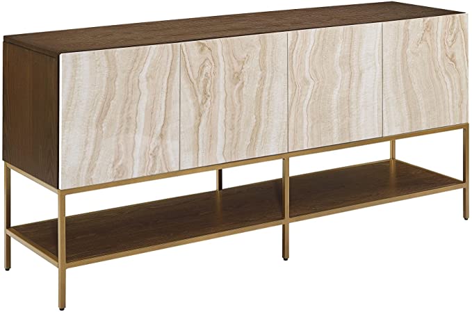 Dorel Living Moriah Entertainment Unit, Soft Brass, Faux Marble