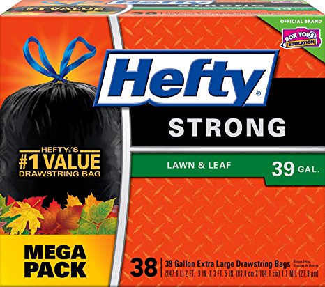 Hefty Strong Large Trash Bags (Lawn and Leaf, Drawstring, 39 Gallon, 38 Count)