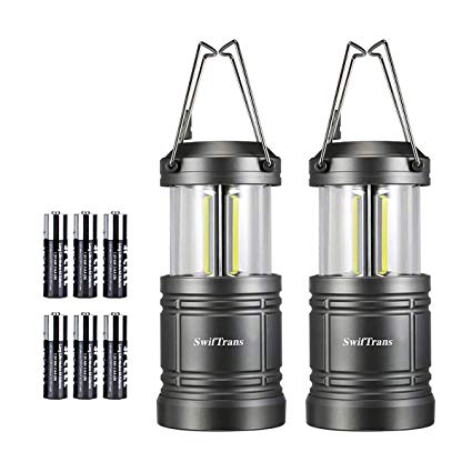 LED Camping Lantern, 2 Pack Portable Handheld Flashlights Lantern, Battery Powered Water Resistant Collapsible Lantern for Emergencies, Hurricanes with Magnetic Base（6AAA Batteries Included）